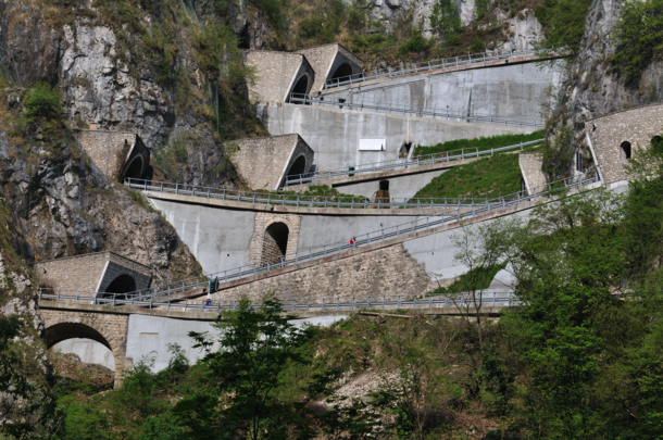 The Sand Boldo Pass in Italy Includes five hairpin turn tunnels 