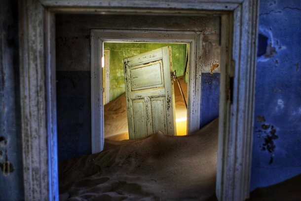 The sand fills an abandoned house in Kolmanskop Namibia Kolmanskop was a diamond mining town south of Namibia build in  and deserted in  SInce then the desert slowly reclaims its territory