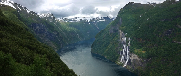 The Seven Sisters waterfall Geiranger Fjord Norway 