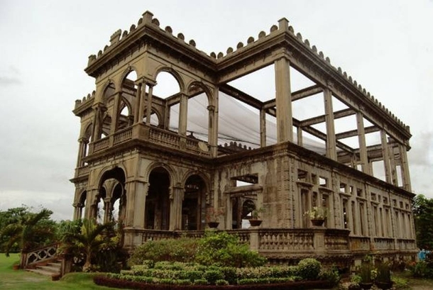 The skeletal remains of a sugar barrons grand mansion which was torched during WWII in the Philippines 