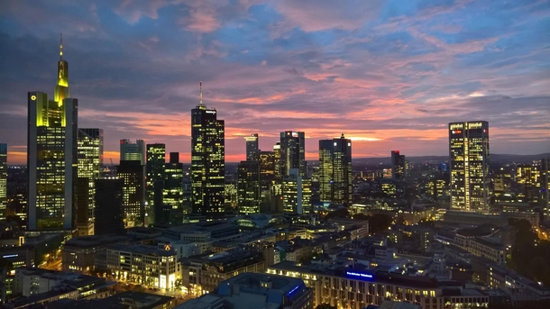 The Skyline of Frankfurt am Main at the sunset 