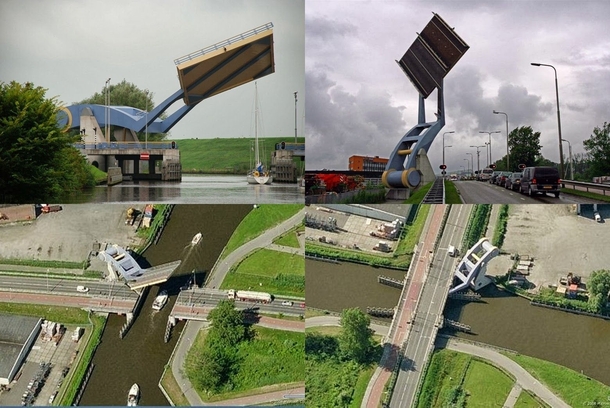 The Slauerhoffbrug a drawbridge over a canal in Leeuwarden Netherlands