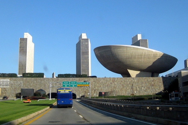 The South Mall Expressway leading to a tunnel under the Empire State Plaza- Albany