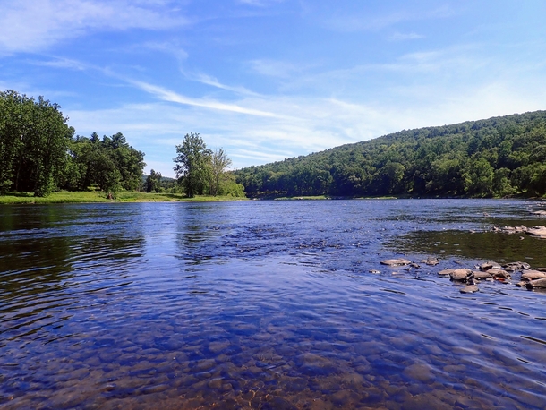 The sparkling clear waters of the Upper Delaware River - Lackawaxen Pa 