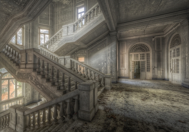 The stairwell of an abandoned asylum  Photographed by Andrea Pesce