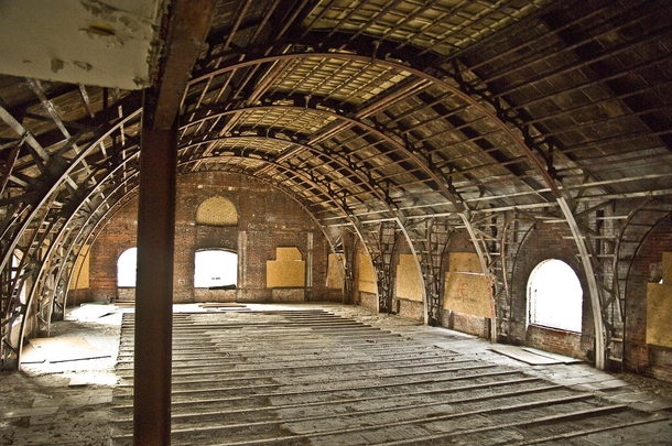 The stripped out ballroom on the top floor of the Divine Lorraine in Philadelphia 