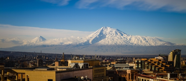 The stunning Mt Ararat looks over Yerevan the capital city of Armenia  photo by uWadyflamer