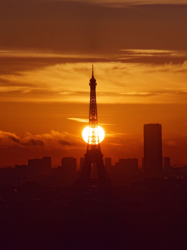 The sun rising over Paris 