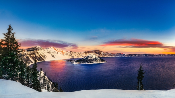 The Sun Rising Over Wizard Island - The Magical Crater Lake 