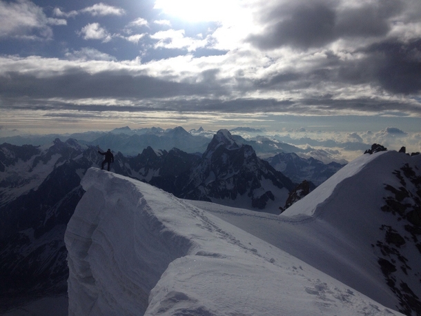 The Swiss Alps from the summit of Mont Blanc du Tacul 