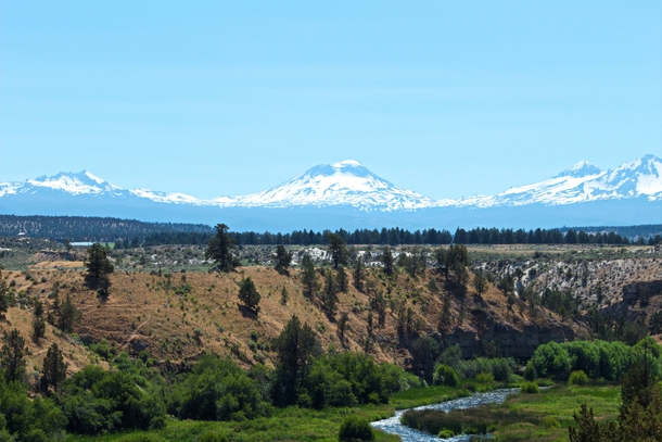 The Three Sisters and Broken Top On the Left Oregon 