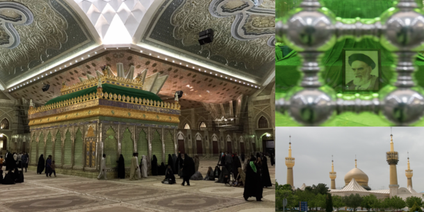The tomb of Ruhollah Khomeini leader of Irans Islamic Revolution and its first Ayatollah A  reconstruction transformed the barren interior into a massive and lavish pilgrimage site integrating state propaganda into Shiite mythology At left is the zarih an