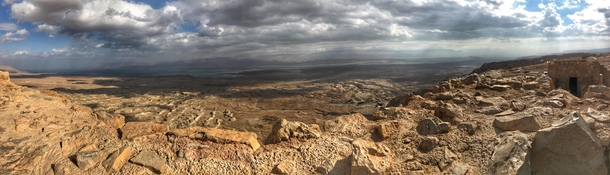 The top of Masada an ancient fortress in southern Israels Judean Desert 