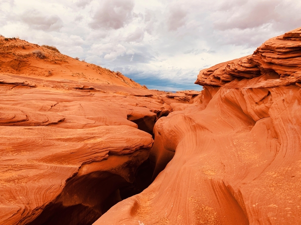 The top of the Lower Antelope Canyons in Lechee Arizona 