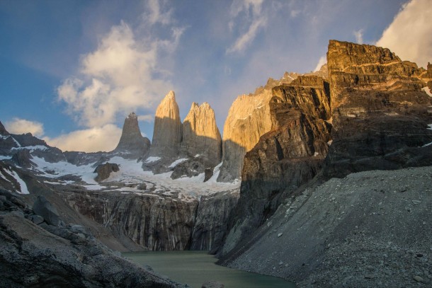 The Torres at sunrise Torres del Paine National Park Chile 