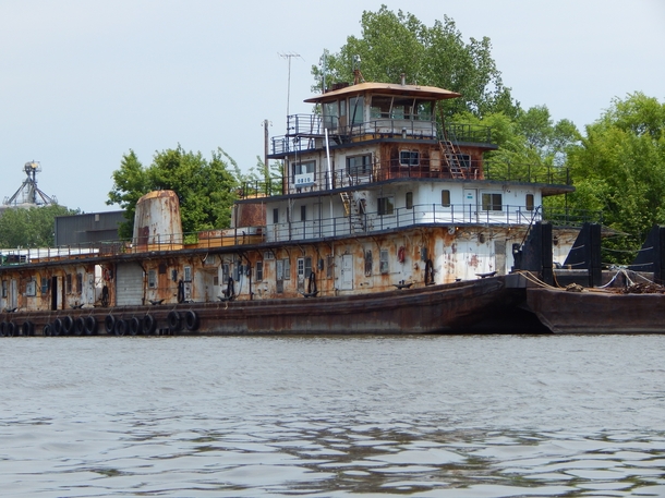 The towboat Ohio has seen better days Its tied up at a scrap iron facility in South St Paul MN  httpiimgurcommnQbfyijpg