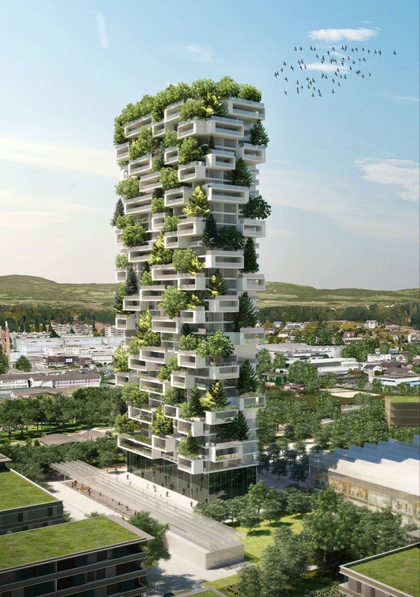 The Tower of Cedars ft is the first vertical evergreen forest in the world 