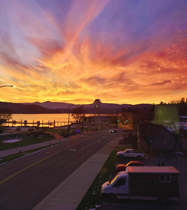 The view from my office in downtown Coeur D Alene Idaho was spectacular last night