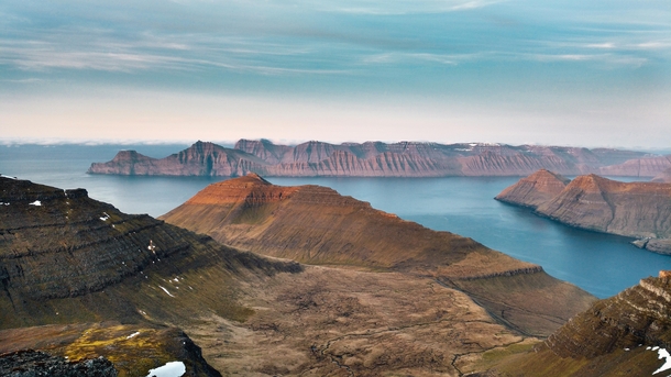 The view from Slttaratindur the highest point on the Faroe Islands 