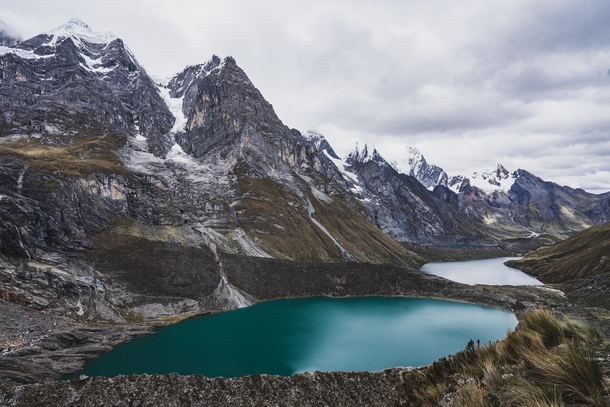 The view from the Mirador de Tres Lagunas on day  of the -Day Cordillera Huayhuash Trek 