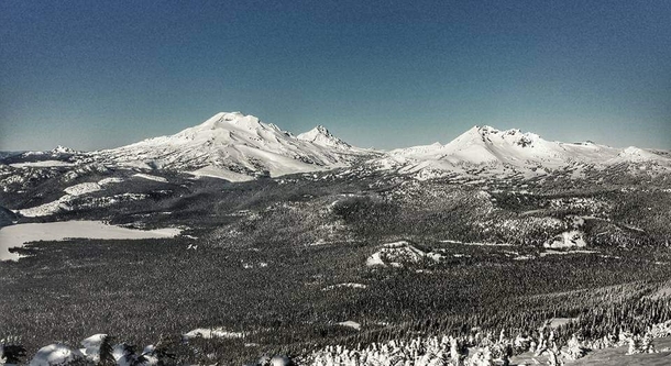 The view of the Three Sisters from Mt Bachelor OR OC 