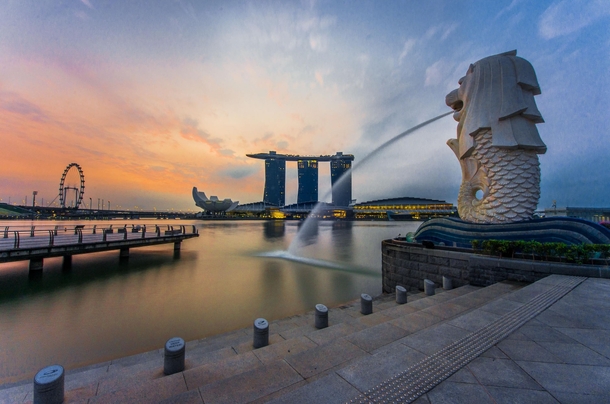 The water-spewing Merlion is the official mascot of Singapore