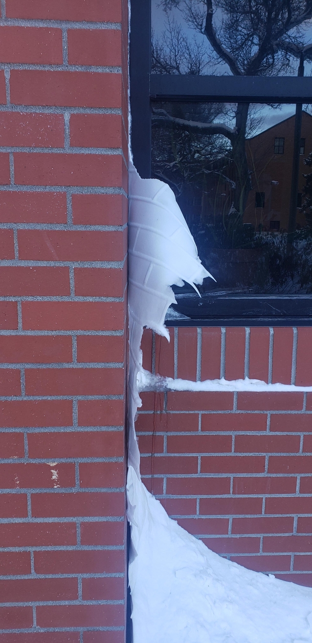 The way the snow peeled off of the brick