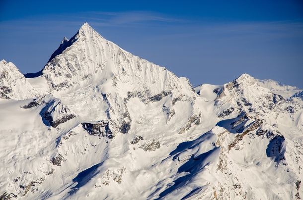 The Weisshorn - a nearly perfect mountain pyramid - Zermatt Switzerland 