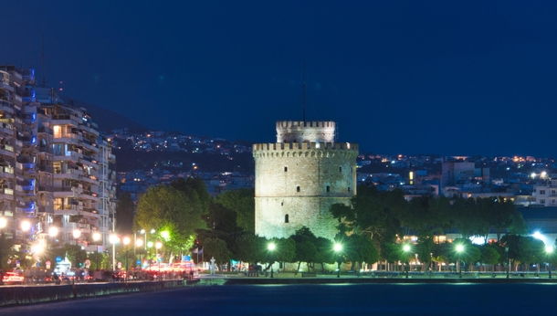 The White Tower and the city of Thessaloniki Greece