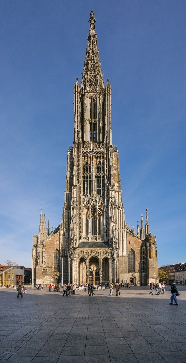 The worlds tallest church Finished in  Ulm Minster in Germany is the fourth tallest structure built before  at  meters and for a short period of time was the tallest building in the world yes taller than the Great Pyramid