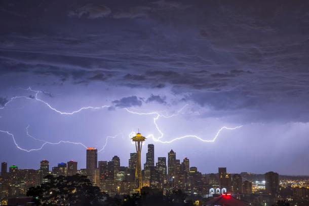 There was a huge lightning storm in Seattle last night 