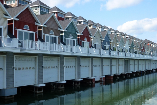 These Alexandria Bay NY USA Townhomes have boat garages rather than car garages