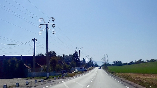 These nicely designed power poles in Transylvania