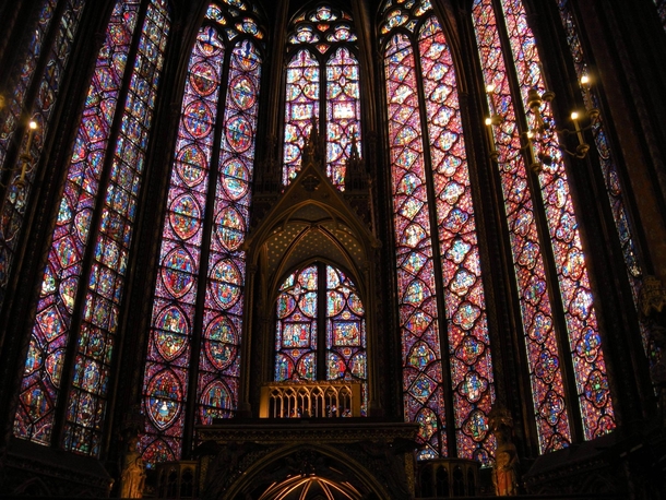 These windows have remained mostly intact since  - lasting through flooding fires the French Revolution and both World Wars The stain glass of Sainte-Chapelle 