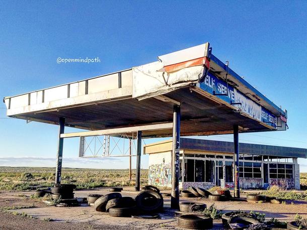 This abandoned gas station on the border of New Mexico and Texas