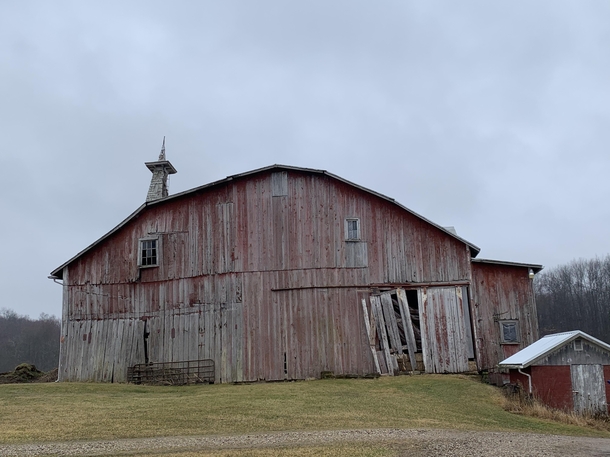 This cool abandoned barn in my hometown I think the little spire thing is really cool