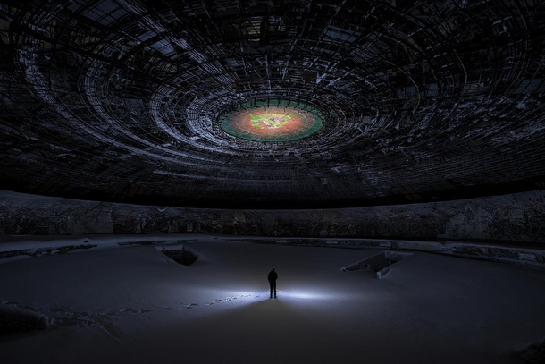 This how the famous Buzludzha monument looks like during the winter at night 