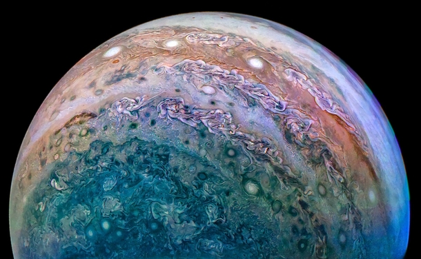 This image of Jupiter was taken by Juno on December  and then processed by David Marriott