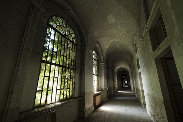 This Italian asylum had some of my favorite hallways Ive ever seen in an abandoned building 