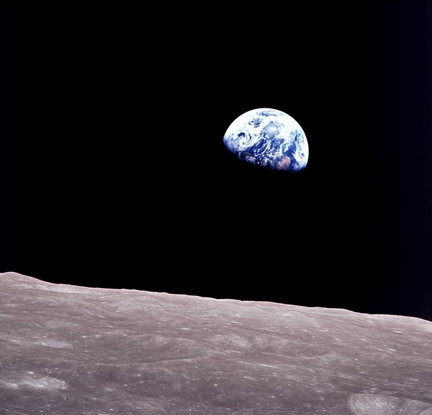 This photo of the Earth seen from the Moon was taken by Bill Anders during the Apollo  mission To this day it is a very famous photo