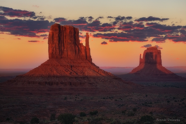 This symmetrical shadow alignment only happens twice a year in Monument Valley Utah  by Frank Delargy