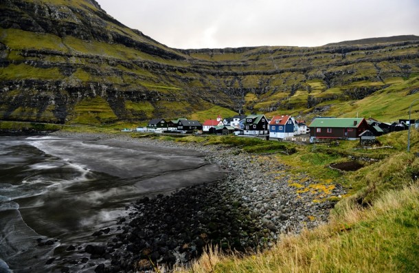 Tjornuvik village located on Streymoy of the Faroe Islands 