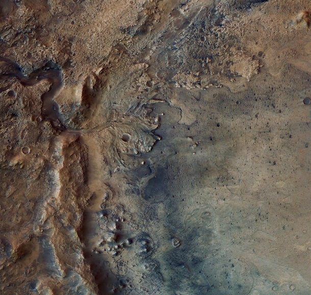 Today NASAs Perseverance Rover will make a bold attempt to land at the foot of this ancient river delta on Mars - Good Luck