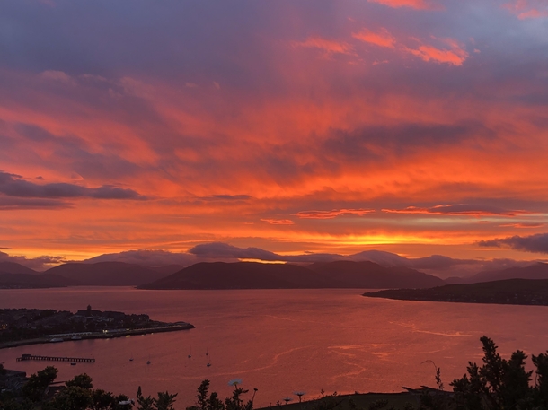 Took this fiery sunset pic  days ago in Greenock SCOTLAND