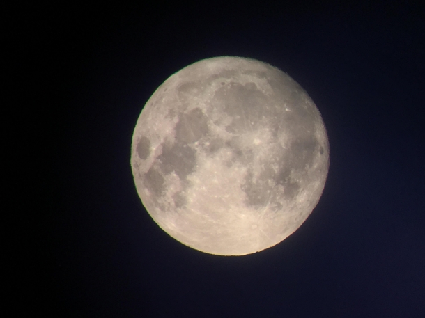 Took this today with my phone through a cheap telescope Not bad IMO 