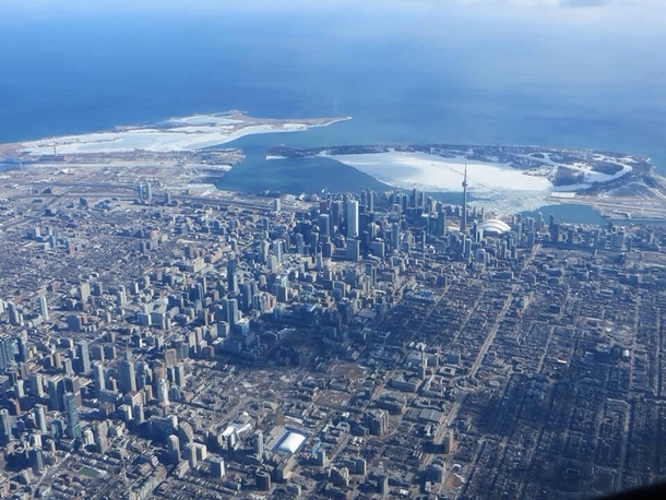 Toronto from the air looking South over Lake Ontario imgur
