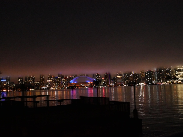 Toronto from Toronto Islands on a cloudy night