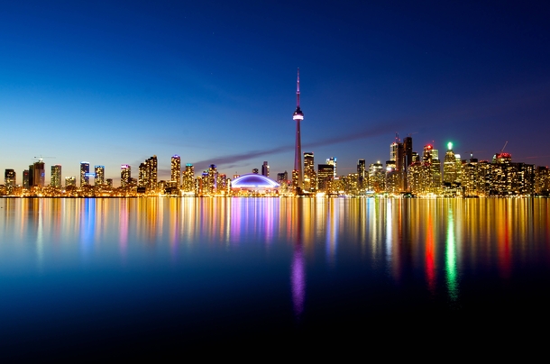 Toronto Skyline at night from the Island