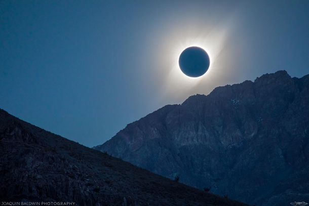 Total solar eclipse over the mountains of Chile shot it last week 