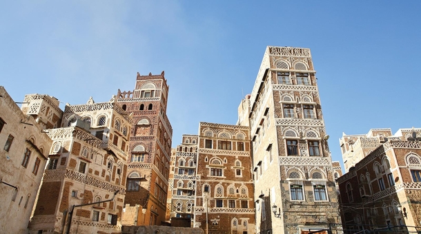 Traditional mudbrick townhouses of Sanaa Yemen 